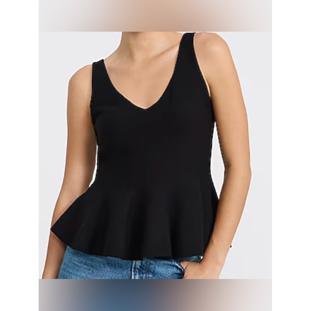 Express Black Peplum Tank Top Size Small Ruffle Hem Back Zip Sleeveless